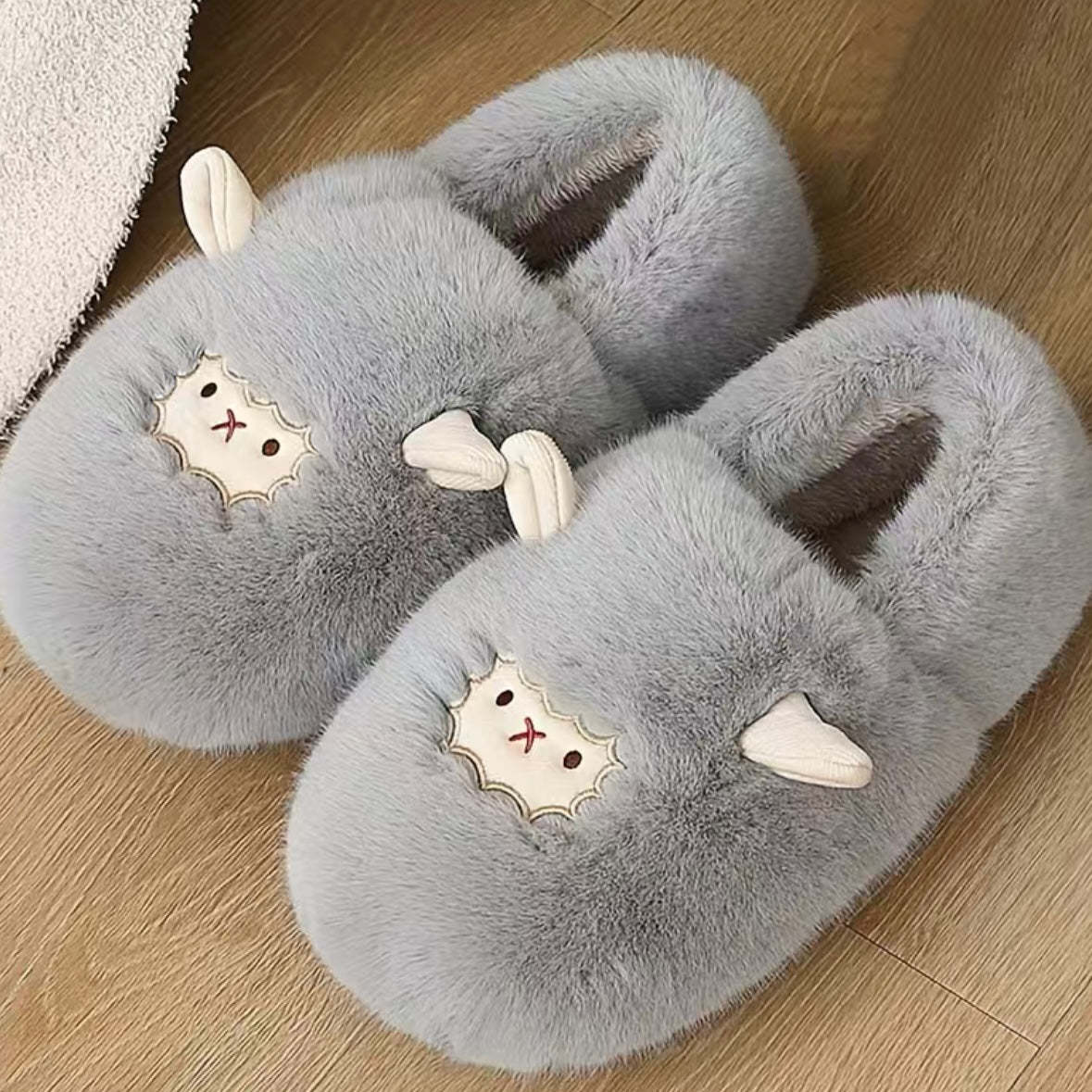 Winter Warm Slugged Bottom Home Couple Fluffy Cotton Slippers Confinement Shoes