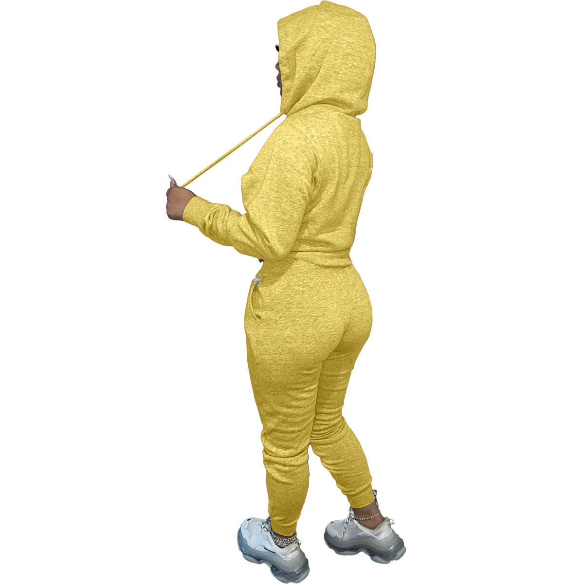 Autumn And Winter Plus Fleece Hooded Sweater Two-piece Casual Sports Suit Women