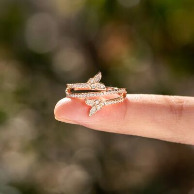 925 Sterling Silver Inlaid Zircon Butterfly Ring