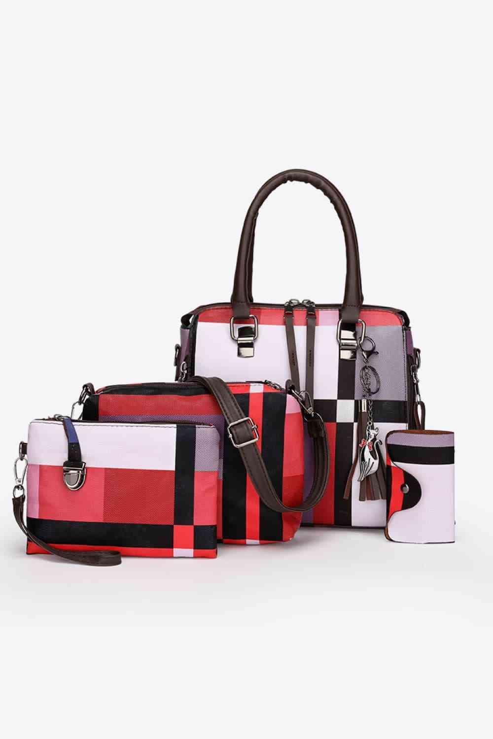 4-Piece Color Block PU Leather Bag Set